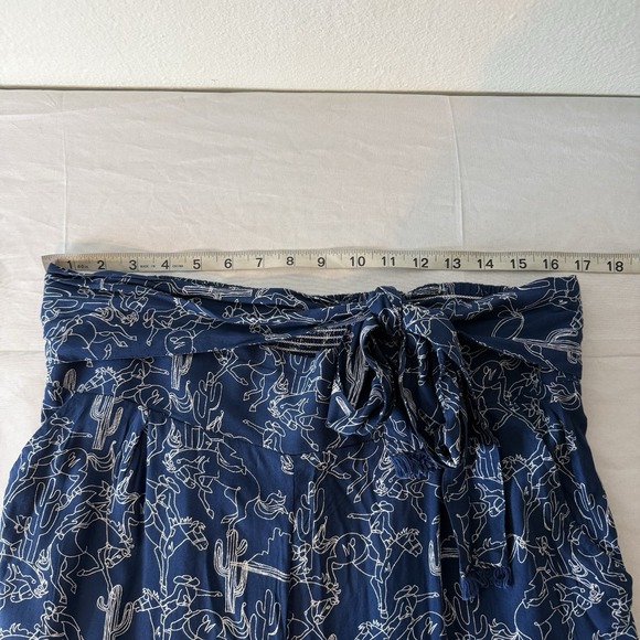 Ariat Blue Bucking Horse Gaucho Waist Tie Pants Women's XL Western Cactus Goucho - Picture 8 of 10